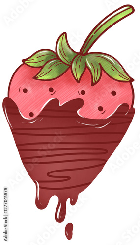strawberry with chocolate illustration