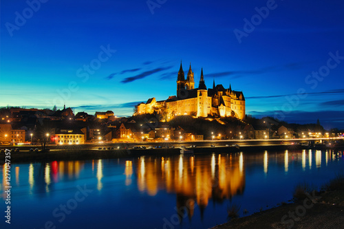 Meißen ( Meissen ) at night - Saxony - Germany - Europe - Porcelain - Cathedral - Albrechtsburg
 photo