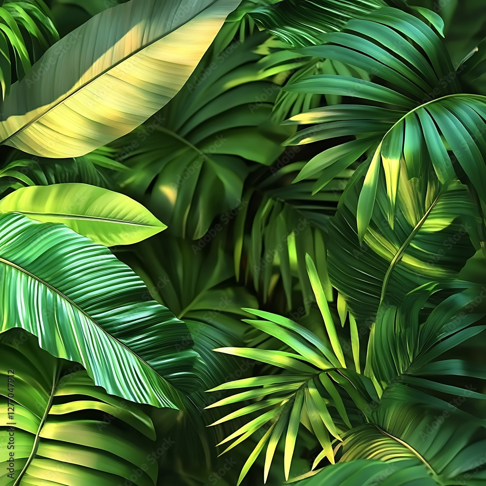 Fototapeta premium Beautiful monstera leaves creating a jungle atmosphere picture