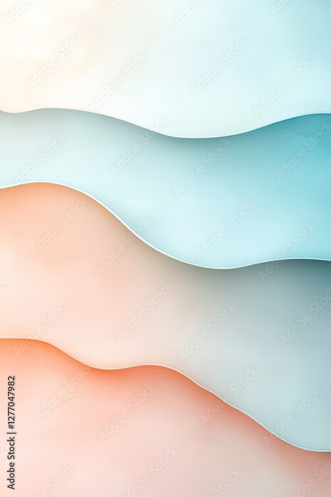 Naklejka premium Soft, flowing layers create serene backdrop, blending pastel sha