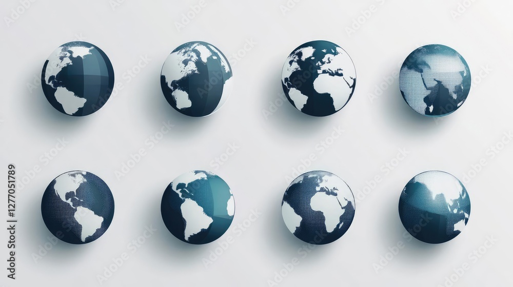 Modern Minimalist Globe Collection with Abstract Geometric Shapes and Contemporary Design Elements for Business Infographics Modern Minimalist Globe Collection with Abstract Geometric Shapes and Contemporary Design Elements for Business Infographics