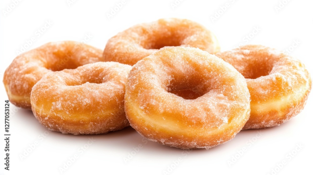 A close-up of freshly glazed donuts stacked on a white background, highlighting their texture and sweetness A close-up of freshly glazed donuts stacked on a white background, highlighting their texture and sweetness