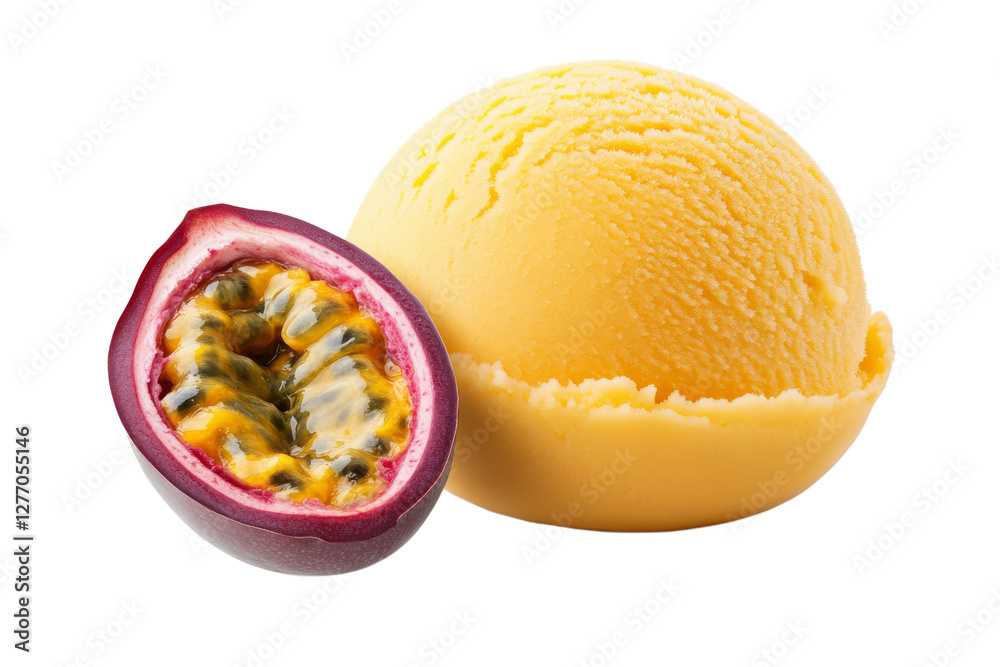 Tropical passion fruit ice cream with fresh fruit Tropical passion fruit ice cream with fresh fruit