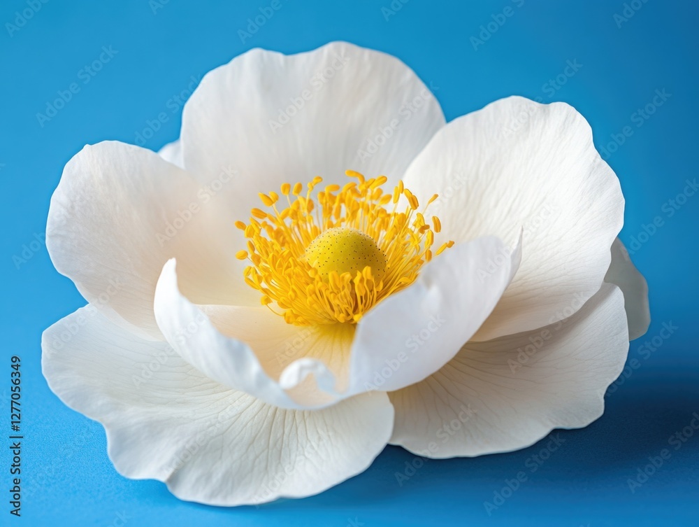 Close-up of a white flower with yellow center