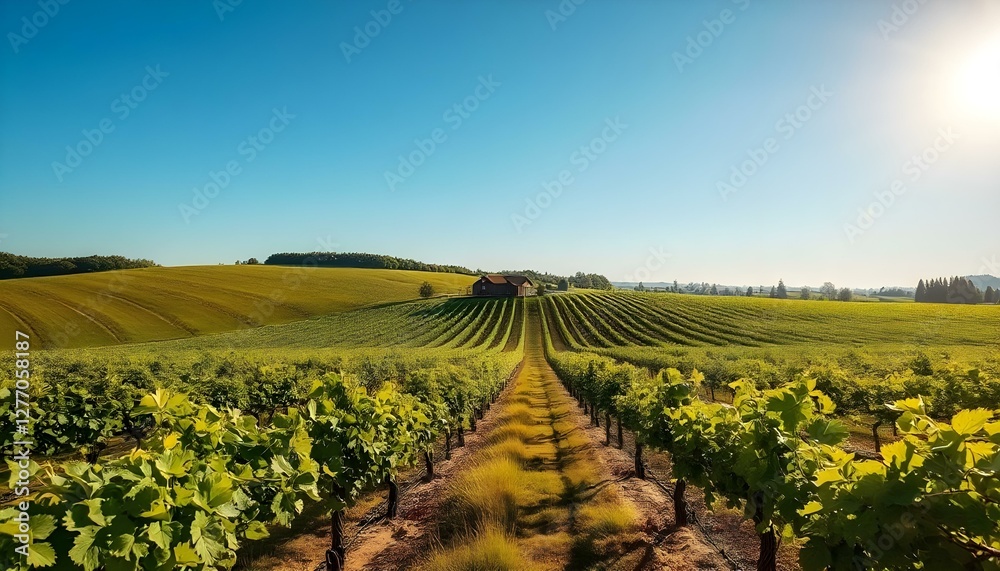 Fototapeta premium Field of Flowers Harvest Under a Blue Sky Outdoors Spring Panorama