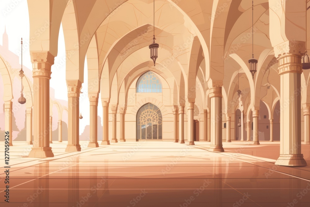 Obraz premium Masjid architecture building corridor.