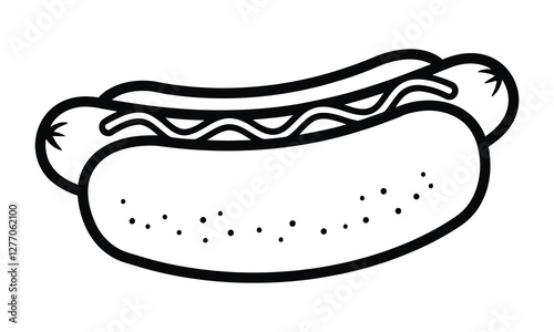 Outline hotdog illustration with minimalist style, Vector Illustration isolated on white background. Simple shape for logo design, emblem, symbol, sign, badge, label, stamp, minimalist design.
