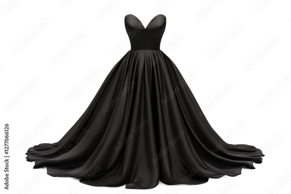 Elegant black gown with flowing skirt design Elegant black gown with flowing skirt design