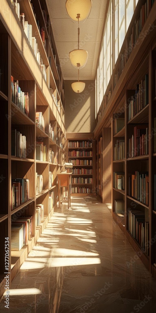 Obraz premium Library Bookshelves, Literature, Reading, Education, Knowledge, Books, Learning, Study, Research, Information
