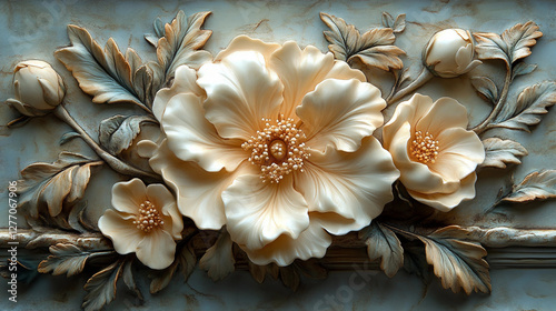 Sculptural floral relief