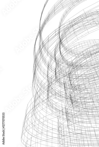 Abstract Architectural Swirls – Futuristic Wireframe Design