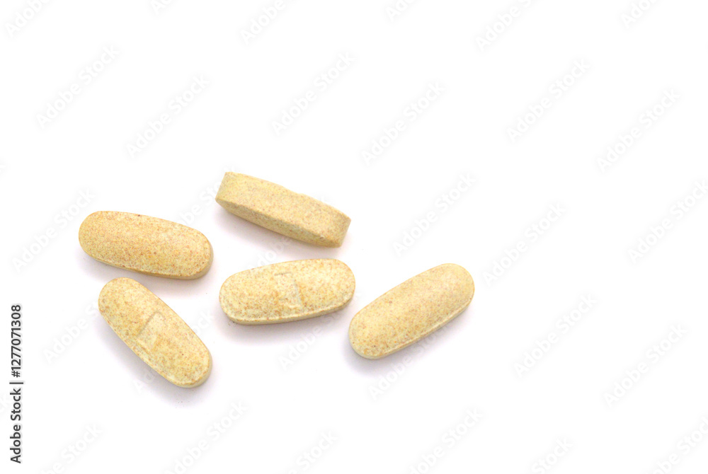 Green pills, medicine isolated on white background, top view Green pills, medicine isolated on white background, top view