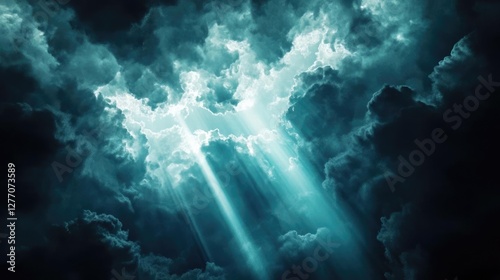 Wallpaper Mural Ethereal Light Rays Breaking Through Clouds Abstract Background with Dramatic Atmosphere Torontodigital.ca