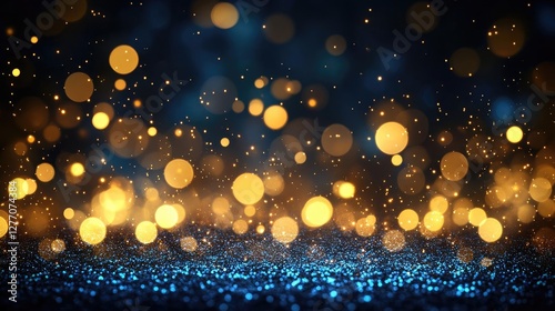 Wallpaper Mural Ethereal Abstract Light Composition with Shimmering Blue and Gold Particles on Dark Background Torontodigital.ca