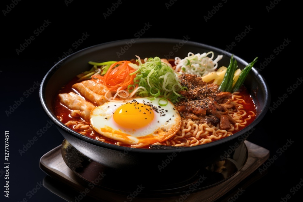 Korean Ramyun instant noodle meal food soup. Korean Ramyun instant noodle meal food soup.
