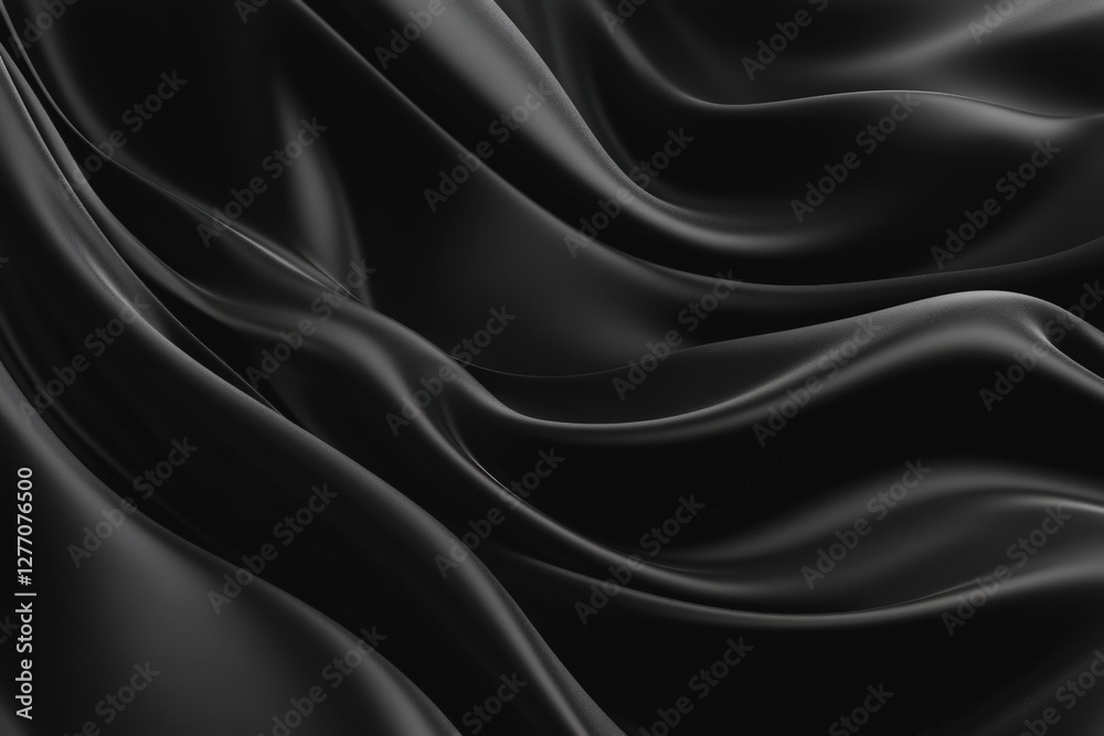 Obraz premium Black silk fabric draped elegantly in soft folds creates a rich and luxurious texture