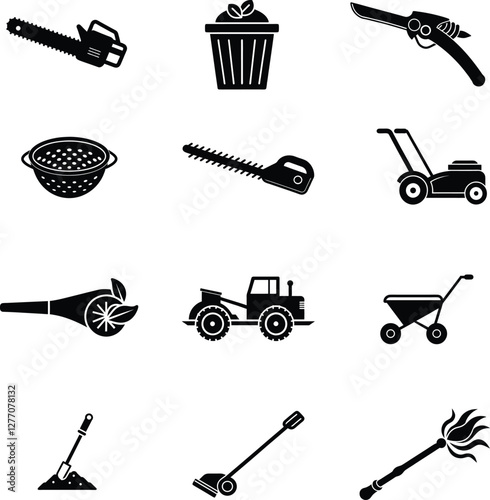 Various agricultural and garden tools for spring work