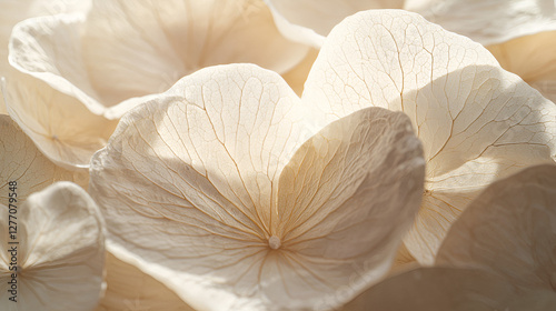 Delicate petals of faded flowers gather in an intimate close-up, creating an ethereal floral arrangement.