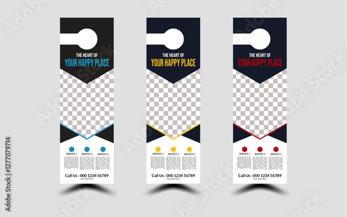 Plumber door hanger template with home repair handyman service door hanger design layout