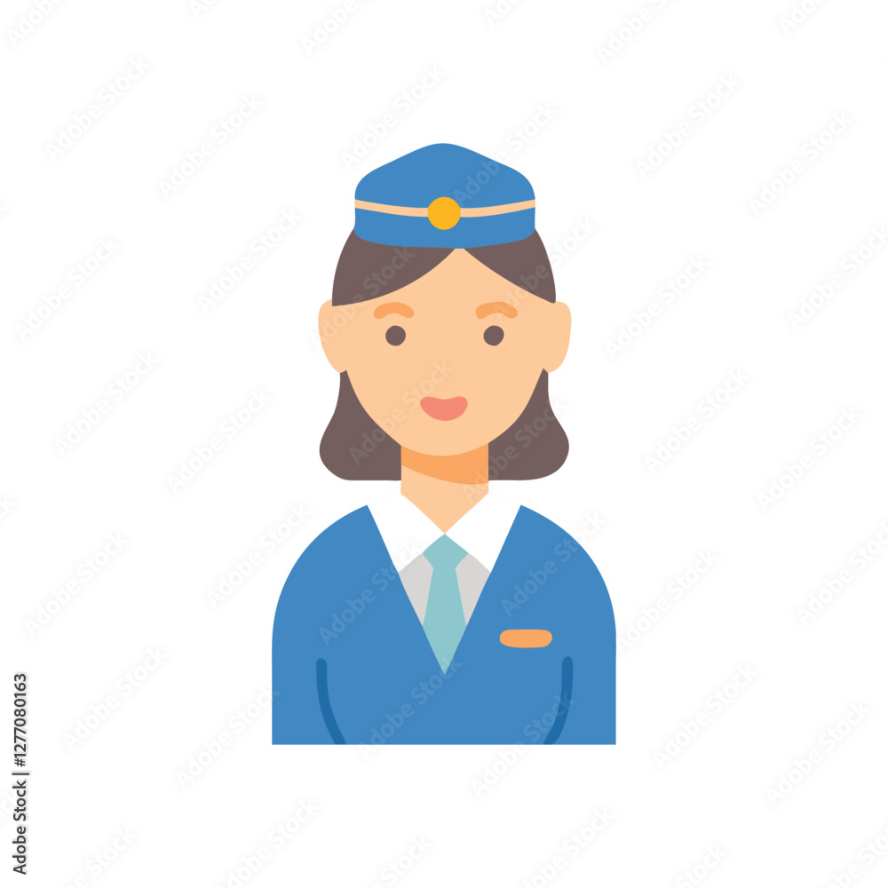 Vector Icon of Flight Attendant for Airlines Vector Icon of Flight Attendant for Airlines