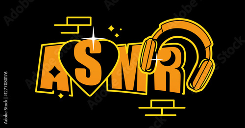 Vector realistic isolated neon sign of ASMR logo for template decoration and covering on the wall background.