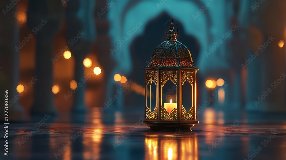 Glowing Ramadan Lantern: Festive Eid Mubarak Greeting. Intricate Arabic design, perfect for cards, banners, and social media posts. Celebrate the Glowing Ramadan Lantern: Festive Eid Mubarak Greeting. Intricate Arabic design, perfect for cards, banners, and social media posts. Celebrate the