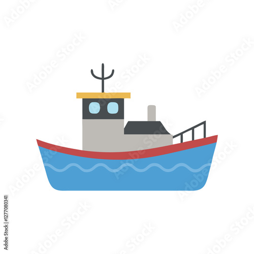 Vector Icon of Fishing Boat for Aquatic Services