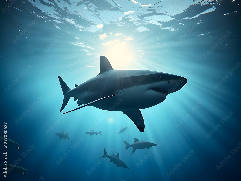Fototapeta premium Small Fish with Ambitions of a Big Shark - Business Concept