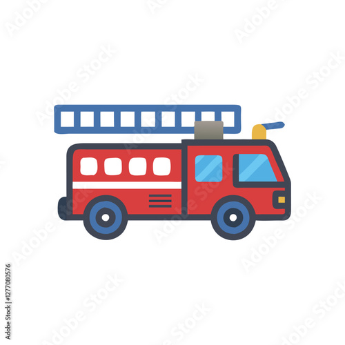  Stylized Fire Rescue Ladder Truck Icon