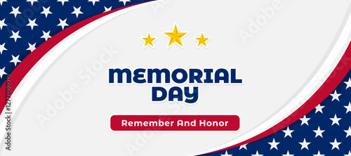 
memorial day banner with american flag frame corner background