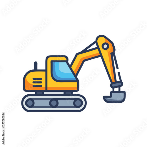  Vector Icon of Excavator for Heavy Work