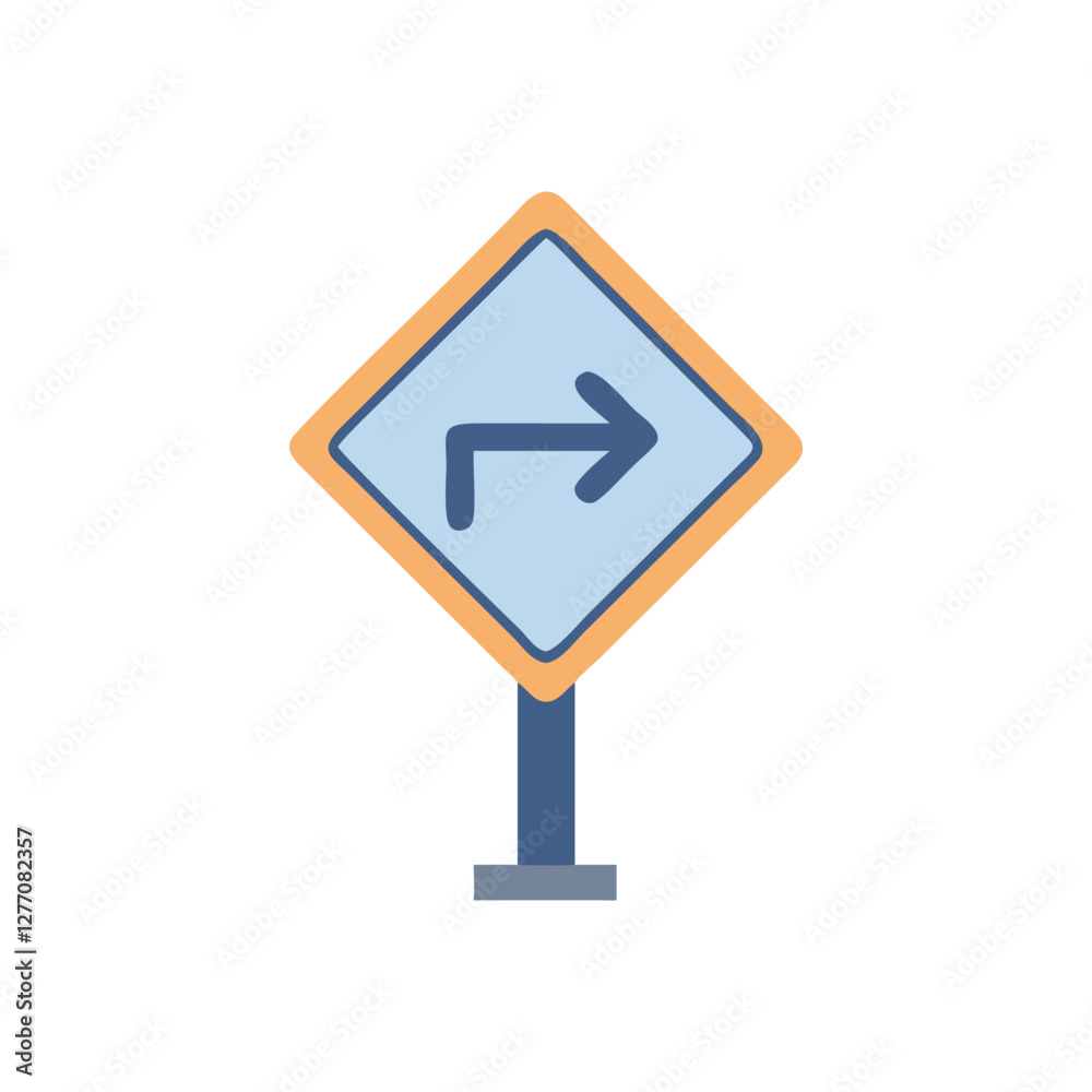 Stylized Detour Sign Icon for Road Safety Stylized Detour Sign Icon for Road Safety