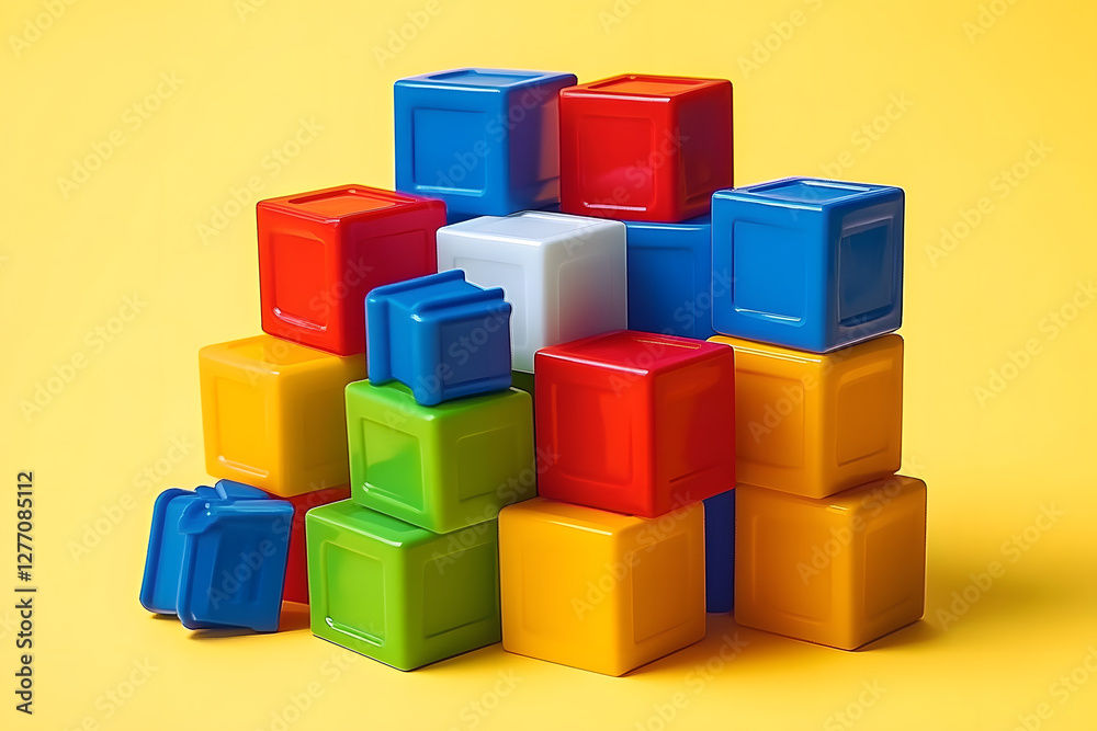 Plastic toy blocks isolated on PNG Background. Generative Ai. Plastic toy blocks isolated on PNG Background. Generative Ai.