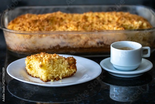 Traditional cuca with farofa. The most traditional Brazilian cuca