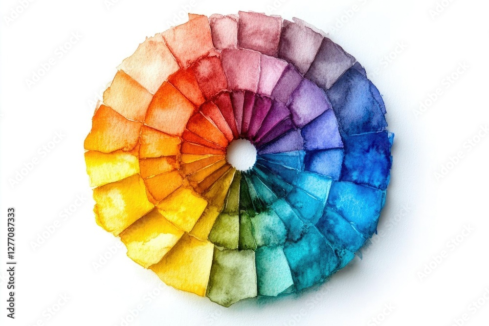 Fototapeta premium Vibrant Watercolor Color Wheel: Hues in Art