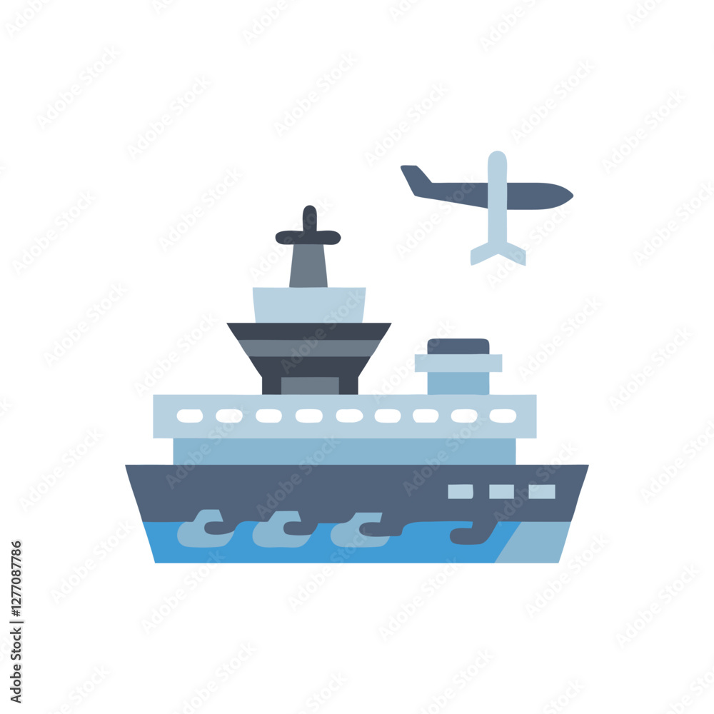 Vector Icon of Military Aircraft Carrier Vector Icon of Military Aircraft Carrier