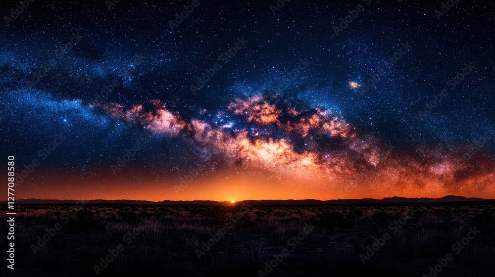 Stargazing under the milky way a celestial spectacle in the desert night sky Stargazing under the milky way a celestial spectacle in the desert night sky