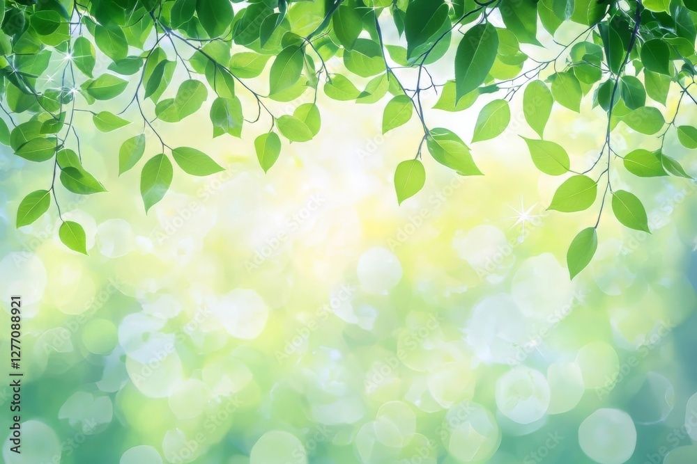 Fresh Green Leaves, Sunlight, and Bokeh Background: A Serene Nature Scene Fresh Green Leaves, Sunlight, and Bokeh Background: A Serene Nature Scene