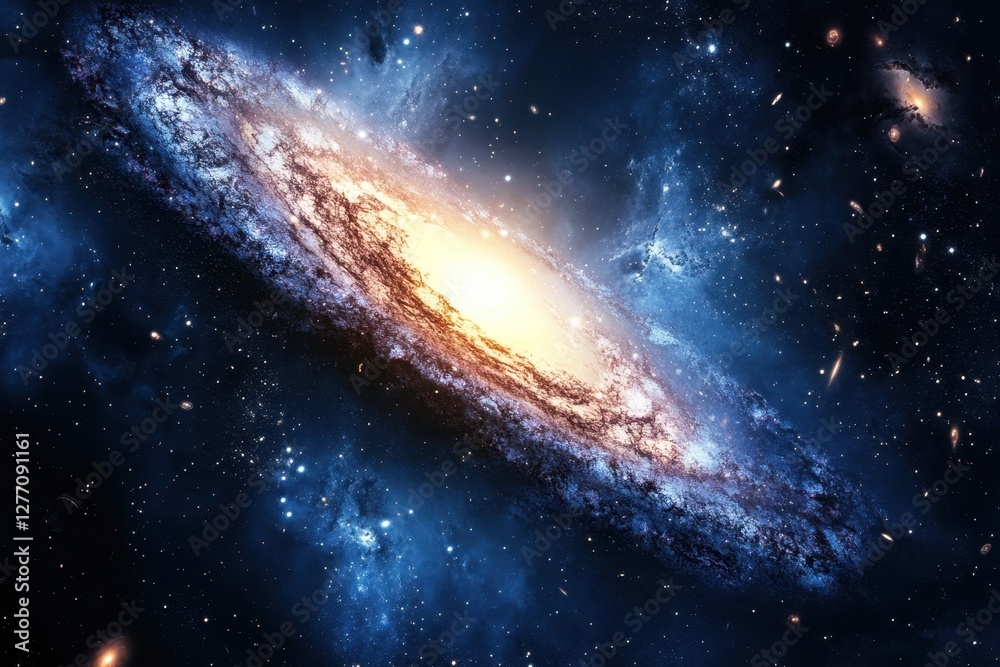 Fototapeta premium Exploring the mesmerizing spiral galaxy with vibrant colors and radiant core in deep space