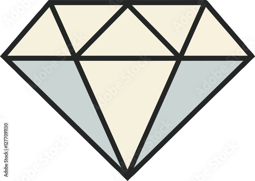 Elegant diamond shape with soft pastel colors in a minimal style, showcasing geometric facets and clean lines in vector art