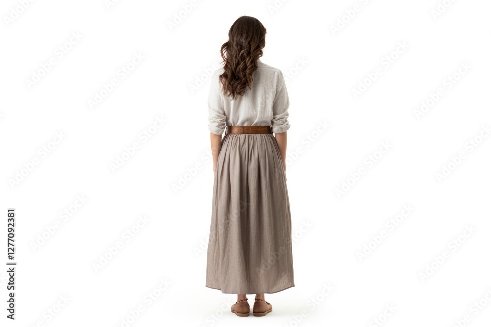 Young woman standing fashion dress.