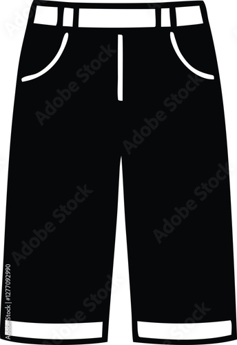 short pants icon over white background, vector illustration. black and white design