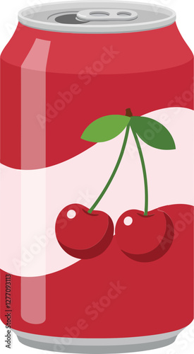 Obraz na płótnie Red soda can with cherry design showcasing a minimal and flat style in vector illustration w salonie
