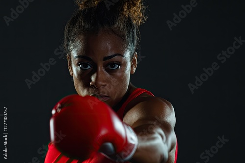 Focused athlete delivers powerful punch, showcasing strength and