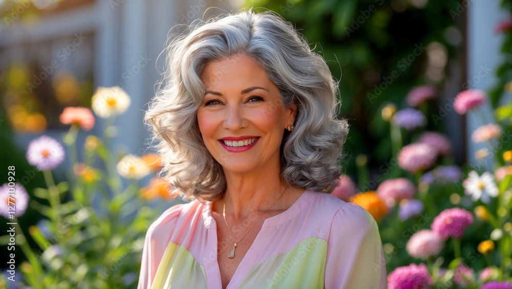 A warm smile in a blooming garden A warm smile in a blooming garden