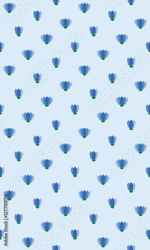 seamless pattern with blue flowers