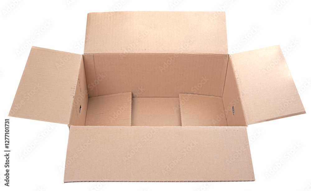 Empty cardboard box on isolated background.