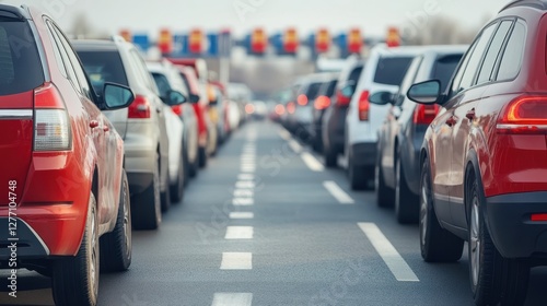 Wallpaper Mural A congested road scene featuring multiple cars parked alongside, highlighting the impact of traffic delays on urban mobility. Torontodigital.ca