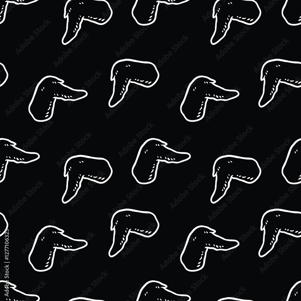 custom made wallpaper toronto digitalSeamless Hand Drawn Fried Chicken Wings Design Pattern Line Art Black Background.eps