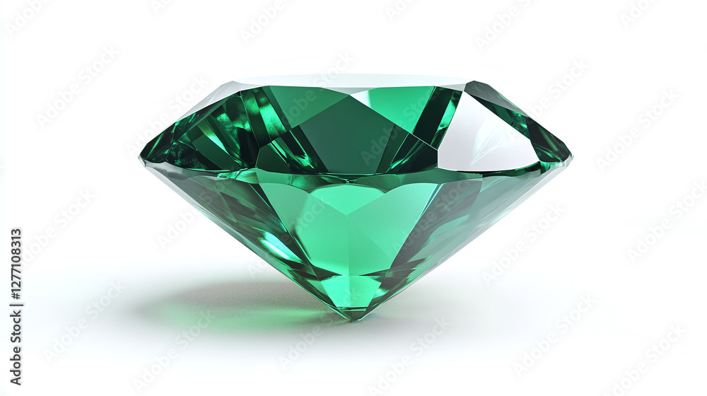 Shiny green cut emerald gem isolated on a white background Shiny green cut emerald gem isolated on a white background